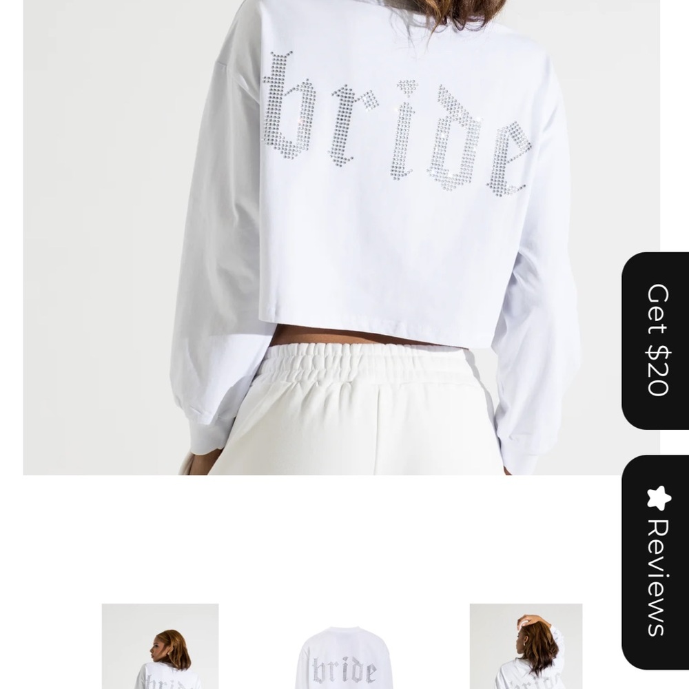 BRIDEMERCH RHINESTONE L/S CREW L/XL